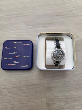 Fossil Silver and Black Women's Crystal Accent Watch